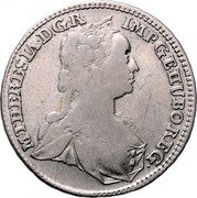 Austria 15 Kreuzer Maria Theresia Hall 1750 KM# 1765 M THERESIA D G R IMP GE HU BO REG coin obverse Austria 15 Kreuzer Maria Theresia Hall 1750 KM# 1765 M THERESIA D G R IMP GE HU BO REG coin obverse