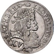 Austria 15 Kreuzer (Leopold I Graz) KM# 1279 LEOPOLDVS D G R I S (XV) A G H B REX coin obverse Austria 15 Kreuzer (Leopold I Graz) KM# 1279 LEOPOLDVS D G R I S (XV) A G H B REX coin obverse