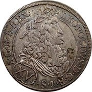 Austria 15 Kreuzer (Leopold I Hall) KM# 1289 LEOPOLDVS·D·G·R·I·S· (XV) A·G·H·B·REX· coin obverse Austria 15 Kreuzer (Leopold I Hall) KM# 1289 LEOPOLDVS·D·G·R·I·S· (XV) A·G·H·B·REX· coin obverse