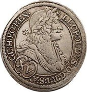 Austria 15 Kreuzer (Leopold I Graz) KM# 1375 LEOPOLDVS D G R I S A (XV) GE H BO REX coin obverse Austria 15 Kreuzer (Leopold I Graz) KM# 1375 LEOPOLDVS D G R I S A (XV) GE H BO REX coin obverse