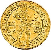 Austria 2 Ducat (Ferdinand II Vienna) KM# 275 FERDINANDVS II D G R I S AVG G H B REX coin obverse Austria 2 Ducat (Ferdinand II Vienna) KM# 275 FERDINANDVS II D G R I S AVG G H B REX coin obverse