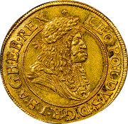 Austria 2 Ducat (Leopold I Vienna) KM# 1223 LEOPOLDVS D G R I S A G H ET B REX coin obverse Austria 2 Ducat (Leopold I Vienna) KM# 1223 LEOPOLDVS D G R I S A G H ET B REX coin obverse