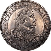 Austria 2 Thaler Ferdinand II 1631 KM# 768 FERDINANDVSII D G ROM IMP SE AV G HV BO REX 1631 coin obverse Austria 2 Thaler Ferdinand II 1631 KM# 768 FERDINANDVSII D G ROM IMP SE AV G HV BO REX 1631 coin obverse
