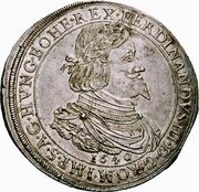 Austria 2 Thaler Ferdinand III Graz 1640 KM# 876.2 FERDINANDVS III D G ROM IMP S A G HVNG BOHE REX coin obverse Austria 2 Thaler Ferdinand III Graz 1640 KM# 876.2 FERDINANDVS III D G ROM IMP S A G HVNG BOHE REX coin obverse