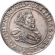 Austria 2 Thaler Matthias II Vienna 1614 KM# 189 MATTHIAS D G R I S V AVG G HVN BO REX coin obverse Austria 2 Thaler Matthias II Vienna 1614 KM# 189 MATTHIAS D G R I S V AVG G HVN BO REX coin obverse