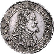 Austria 2 Thaler (Ferdinand II Vienna) KM# 611 FERDINANDVS II D (V) G R IM S A G H B REX coin obverse Austria 2 Thaler (Ferdinand II Vienna) KM# 611 FERDINANDVS II D (V) G R IM S A G H B REX coin obverse
