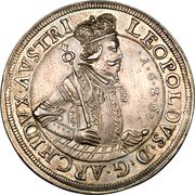 Austria 2 Thaler Leopold V Hall 1625 KM# 609.2 LEOPOLDVS D G ARCHIDVX AVSTRI 1 6 2 6 coin obverse
