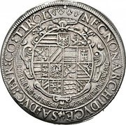 Austria 2 Thaler Rudolf II Hall 1604 KM# 57.1 NECNON ARCHIDUCES A DVC BVR CO TIROL coin reverse Austria 2 Thaler Rudolf II Hall 1604 KM# 57.1 NECNON ARCHIDUCES A DVC BVR CO TIROL coin reverse