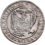 Austria 2 Thaler Rudolf II Vienna 1607 KM# 83 ARCHIDVX AVS DVX BUR MA MO coin reverse Austria 2 Thaler Rudolf II Vienna 1607 KM# 83 ARCHIDVX AVS DVX BUR MA MO coin reverse