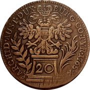 Austria 20 Kreuzer Maria Theresia Vienna 1765 KM# 1814 20 ARCHID AUST DUX BURG CO TYR coin reverse Austria 20 Kreuzer Maria Theresia Vienna 1765 KM# 1814 20 ARCHID AUST DUX BURG CO TYR coin reverse