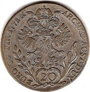 Austria 20 Kreuzer Maria Theresia Hall 1778 VC-S KM# 1856 ARCHID·AUST·DUX· BURG·CO·TYR·1778·X V.C. S. 20 coin reverse Austria 20 Kreuzer Maria Theresia Hall 1778 VC-S KM# 1856 ARCHID·AUST·DUX· BURG·CO·TYR·1778·X V.C. S. 20 coin reverse