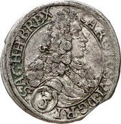 Austria 3 Kreuzer Karl VI St Veit 1713 KM# 1541 CAROLVS VI D G R I (3) S A G H H B REX coin obverse Austria 3 Kreuzer Karl VI St Veit 1713 KM# 1541 CAROLVS VI D G R I (3) S A G H H B REX coin obverse