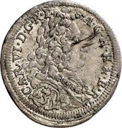 Austria 3 Kreuzer Karl VI Munchen 1713 KM# 1520 CAR VI D G R I S A G H H & B RX coin obverse Austria 3 Kreuzer Karl VI Munchen 1713 KM# 1520 CAR VI D G R I S A G H H & B RX coin obverse