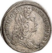 Austria 3 Kreuzer Karl VI Vienna 1726 KM# 1606 CAR VI D G R I S A GE HI HV B REX coin obverse Austria 3 Kreuzer Karl VI Vienna 1726 KM# 1606 CAR VI D G R I S A GE HI HV B REX coin obverse