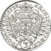 Austria 3 Kreuzer Charles VI 1738 KM# 1659 ARCHID AUST DUX BU COM TYROL coin reverse Austria 3 Kreuzer Charles VI 1738 KM# 1659 ARCHID AUST DUX BU COM TYROL coin reverse