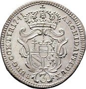 Austria 3 Kreuzer Maria Theresia Vienna 1741 KM# 1672 ARCHID AUST DUX (3) BURG COM TYR 1741 coin reverse Austria 3 Kreuzer Maria Theresia Vienna 1741 KM# 1672 ARCHID AUST DUX (3) BURG COM TYR 1741 coin reverse