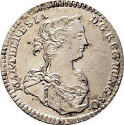 Austria 3 Kreuzer Maria Theresia Hall 1745 KM# 1721 MAR THERESIA D G REG HUNG BO coin obverse Austria 3 Kreuzer Maria Theresia Hall 1745 KM# 1721 MAR THERESIA D G REG HUNG BO coin obverse