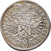 Austria 3 Kreuzer Maria Theresia Graz 1751 KM# 1790 ARCHID AUST DUX (3) BURG & STYR 1790 coin reverse Austria 3 Kreuzer Maria Theresia Graz 1751 KM# 1790 ARCHID AUST DUX (3) BURG & STYR 1790 coin reverse