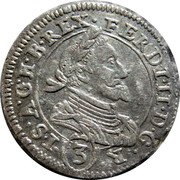 Austria 3 Kreuzer (Ferdinand II Graz) KM# 709 FERDI II D G R (3) I S A G H B REX coin obverse Austria 3 Kreuzer (Ferdinand II Graz) KM# 709 FERDI II D G R (3) I S A G H B REX coin obverse