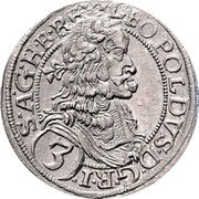 Austria 3 Kreuzer (Leopold I Vienna) KM# 1169 LEOPOLDVS D G R I S A G H B REX coin obverse Austria 3 Kreuzer (Leopold I Vienna) KM# 1169 LEOPOLDVS D G R I S A G H B REX coin obverse