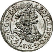 Austria 3 Kreuzer (Leopold I Hall) KM# 1356 LEOPOLDVS·D·G·R·I· (3) S·A·G·H·B·R· coin obverse Austria 3 Kreuzer (Leopold I Hall) KM# 1356 LEOPOLDVS·D·G·R·I· (3) S·A·G·H·B·R· coin obverse
