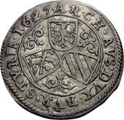 Austria 3 Kreuzer Ferdinand II Graz 1627 KM# 626 ARCH AVS DVX BVR STYRIA 1627 coin reverse Austria 3 Kreuzer Ferdinand II Graz 1627 KM# 626 ARCH AVS DVX BVR STYRIA 1627 coin reverse