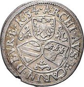 Austria 3 Kreuzer Ferdinand II St Veit 1634 KM# 499 ARCHI AVS &CARIN DV BV ETC coin reverse Austria 3 Kreuzer Ferdinand II St Veit 1634 KM# 499 ARCHI AVS &CARIN DV BV ETC coin reverse