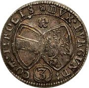 Austria 3 Kreuzer Ferdinand Karl Regency Hall 1645 KM# 852 DVX.BVRGVND (3) COM.TYROLIS coin reverse Austria 3 Kreuzer Ferdinand Karl Regency Hall 1645 KM# 852 DVX.BVRGVND (3) COM.TYROLIS coin reverse