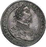 Austria 3 Thaler Ferdinand II Graz 1625 KM# 615 FERDINANDVS II D G ROM IMP S A G HV B REX 16 Z5 coin obverse