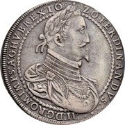 Austria 3 Thaler (Ferdinand II) KM# 647 16 Z0 FERDINANDVS II D G ROMIMP S A G H V B REX coin obverse