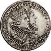Austria 3 Thaler Leopold Wilhelm and Clavdia ND KM# 648 LEOPOLDVS ARCHID AVS ET CLAVDIA ARCHIDVCISA AVS MEDIC coin obverse Austria 3 Thaler Leopold Wilhelm and Clavdia ND KM# 648 LEOPOLDVS ARCHID AVS ET CLAVDIA ARCHIDVCISA AVS MEDIC coin obverse