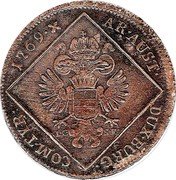 Austria 30 Kreuzer Maria Theresia 1769 IC-SK KM# 1835 AR AUST DUX BURG COM TYR coin reverse Austria 30 Kreuzer Maria Theresia 1769 IC-SK KM# 1835 AR AUST DUX BURG COM TYR coin reverse