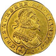 Austria 5 Ducat Ferdinand III Vienna 1644 KM# 912 FERDINANDVS III D G () R I S AV G HVN B REX coin obverse Austria 5 Ducat Ferdinand III Vienna 1644 KM# 912 FERDINANDVS III D G () R I S AV G HVN B REX coin obverse