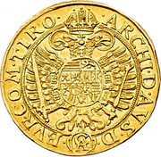 Austria 5 Ducat Leopold I Vienna 1661 CA KM# A1203 ARCHI D AVS D (CA) BVR COM TIRO coin reverse Austria 5 Ducat Leopold I Vienna 1661 CA KM# A1203 ARCHI D AVS D (CA) BVR COM TIRO coin reverse