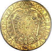 Austria 5 Ducat Leopold I Vienna 1669 KM# 1263 ARCHID AVST (*) D BVR COM TYR coin reverse Austria 5 Ducat Leopold I Vienna 1669 KM# 1263 ARCHID AVST (*) D BVR COM TYR coin reverse