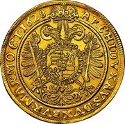 Austria 5 Ducat (Ferdinand II Vienna) KM# 660 ARCHIDVXAVS DVXBVR MAR MO C T 1628 coin reverse Austria 5 Ducat (Ferdinand II Vienna) KM# 660 ARCHIDVXAVS DVXBVR MAR MO C T 1628 coin reverse