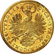 Austria 5 Ducat Ferdinand Charles with Clavdia ND KM# 793 DVCES BVR GVNDIÆ COMITES TYROLIS coin reverse Austria 5 Ducat Ferdinand Charles with Clavdia ND KM# 793 DVCES BVR GVNDIÆ COMITES TYROLIS coin reverse