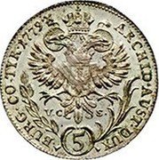 Austria 5 Kreuzer Eagle with arms of Tirol 1778 VC-S KM# 1870 5 ARCHID AUST DUX BURG COM TYR coin reverse Austria 5 Kreuzer Eagle with arms of Tirol 1778 VC-S KM# 1870 5 ARCHID AUST DUX BURG COM TYR coin reverse