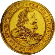 Austria 6 Ducat Ferdinand II St. Veit 1628 (g) KM# 701 FERDINANDVS II D G ROM IM SEM AV G HV ET BO REX HG 1628 coin obverse