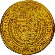 Austria 6 Ducat Ferdinand II St. Veit 1628 (g) KM# 701 ARCHID AVS ET CARINTHIAE DVX BVR EC coin reverse