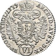 Austria 6 Kreuzer Maria Theresia Vienna 1739 KM# 1661 ARCHID AVST DVX BV COM TYR coin reverse