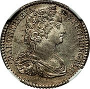 Austria 6 Kreuzer Maria Theresia Hall 1742 KM# 1692 MAR.THERESIA D:G REG.HUNG.BOH coin obverse Austria 6 Kreuzer Maria Theresia Hall 1742 KM# 1692 MAR.THERESIA D:G REG.HUNG.BOH coin obverse