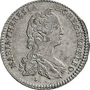 Austria 6 Kreuzer Maria Theresia Hall 1744 KM# 1711 MARIA THERESIA D G REG HVN ET BO coin obverse Austria 6 Kreuzer Maria Theresia Hall 1744 KM# 1711 MARIA THERESIA D G REG HVN ET BO coin obverse
