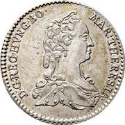 Austria 6 Kreuzer Maria Theresia Hal 1745 KM# 1724 MAR THERESIA D G REG HVNG BO coin obverse Austria 6 Kreuzer Maria Theresia Hal 1745 KM# 1724 MAR THERESIA D G REG HVNG BO coin obverse