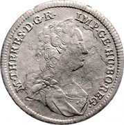 Austria 6 Kreuzer Maria Theresia Vienna 1746 KM# 1738 M THERES D G R IMP GE HU BO REG coin obverse Austria 6 Kreuzer Maria Theresia Vienna 1746 KM# 1738 M THERES D G R IMP GE HU BO REG coin obverse