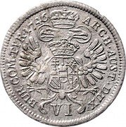 Austria 6 Kreuzer Maria Theresia Vienna 1746 KM# 1738 ARCH AUST DUX (VI) BUR COM TYR 1738 coin reverse Austria 6 Kreuzer Maria Theresia Vienna 1746 KM# 1738 ARCH AUST DUX (VI) BUR COM TYR 1738 coin reverse