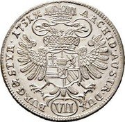 Austria 7 Kreuzer Maria Theresia Graz 1751 KM# 1792 ARCHID AUSTR DUX (VII) BURG & STYR 1751X coin reverse Austria 7 Kreuzer Maria Theresia Graz 1751 KM# 1792 ARCHID AUSTR DUX (VII) BURG & STYR 1751X coin reverse