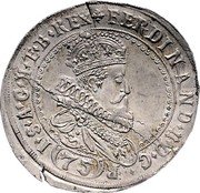 Austria 75 Kreuzer Ferdinand II Klagenfurt -St Veit 1622 KM# 415 FERDINAND II D G R (75) I S A G H ET B REX coin obverse