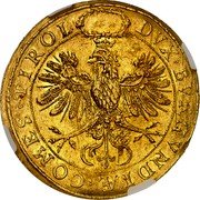 Austria 8 Ducat Wedding of Leopold V and Claudia 1626 KM# 662 DVX BVRGVNDIÆ COMES TIROL coin reverse Austria 8 Ducat Wedding of Leopold V and Claudia 1626 KM# 662 DVX BVRGVNDIÆ COMES TIROL coin reverse