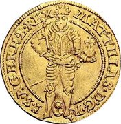 Austria Ducat Matthias II 1619 KM# 248 MATTHIAS D G R I S A G H R H B REX coin obverse Austria Ducat Matthias II 1619 KM# 248 MATTHIAS D G R I S A G H R H B REX coin obverse